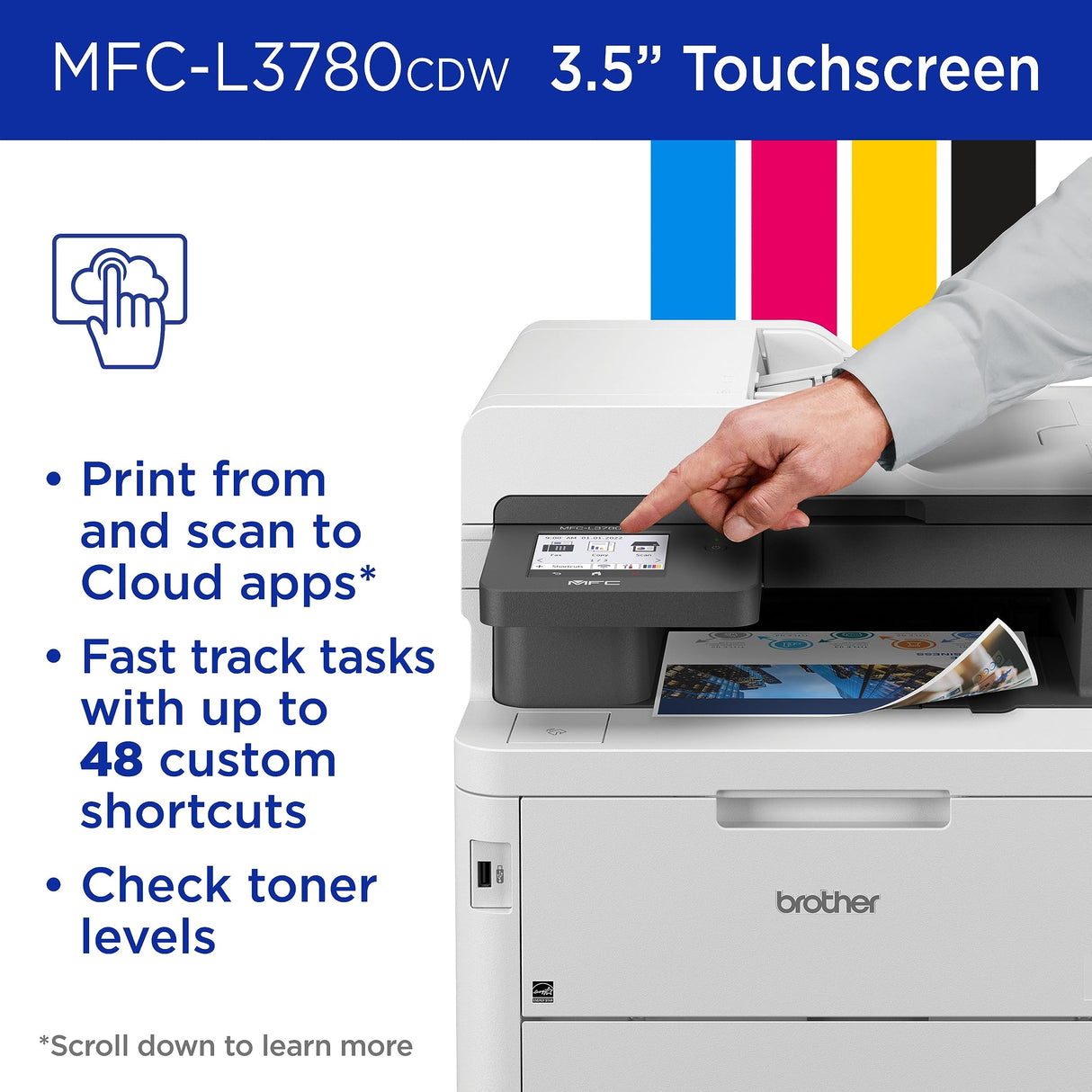 Brother MFC-L3780CDW Wireless Digital Color All-in-One Printer with Laser Quality Output, Single Pass Duplex Copy & Scan | Includes 4 Month Refresh Subscription Trial ¹ Amazon Dash Replenishment Ready Brother