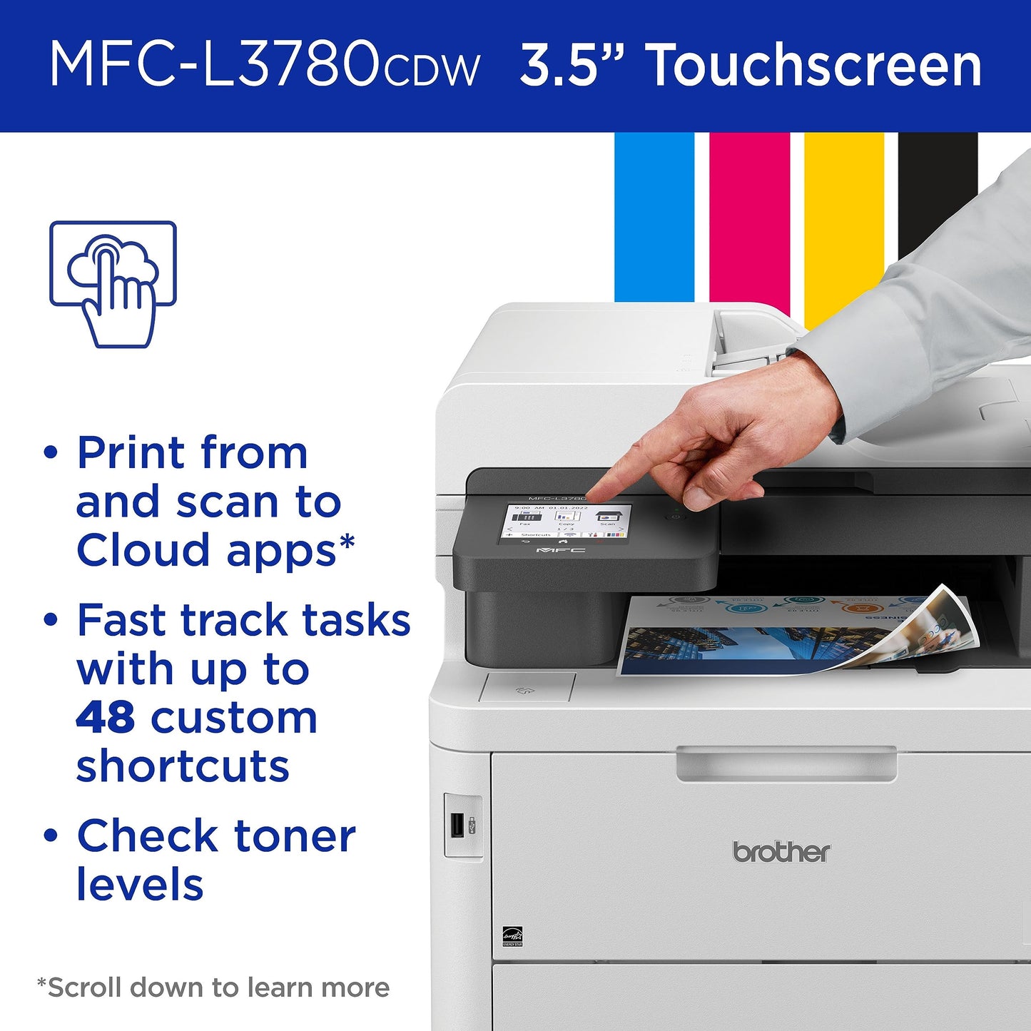 Brother MFC-L3780CDW Wireless Digital Color All-in-One Printer with Laser Quality Output, Single Pass Duplex Copy & Scan | Includes 4 Month Refresh Subscription Trial ¹ Amazon Dash Replenishment Ready