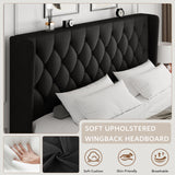 iPormis King Size Platform Bed Frame with Button Tufted Headboard, Upholstered Bed Frame with Solid Wooden Slats, 8" Underbed Space, No Box Spring Needed, Noise Free, Easy Assembly, Black iPormis