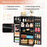 Meilocar 47in Kitchen Pantry Cabinet, Wood Kitchen Storage Pantry Cabinets Freestanding Pantry Cabinet with Doors & Adjustable Shelves, Pantry Cabinet for Kitchen, Living Room, Black Meilocar