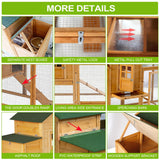 Ecolinear 80” Mobile Chicken Coop for 1-2 Chickens with Wheels,Outdoor Wooden Hen House with Nesting Box,Large Rabbit Hutch, Outside Poultry House,Wire Fence Run Cages,Weatherproof for Backyard,Wood ECOLINEAR