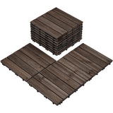 Topeakmart 12 x 12in Patio Tiles Wood Floor Deck Tiles Interlocking Wooden Composite Decking Floor Tiles Outdoor for Garage Patio Garden Deck Poolside Black 11PCS Topeakmart
