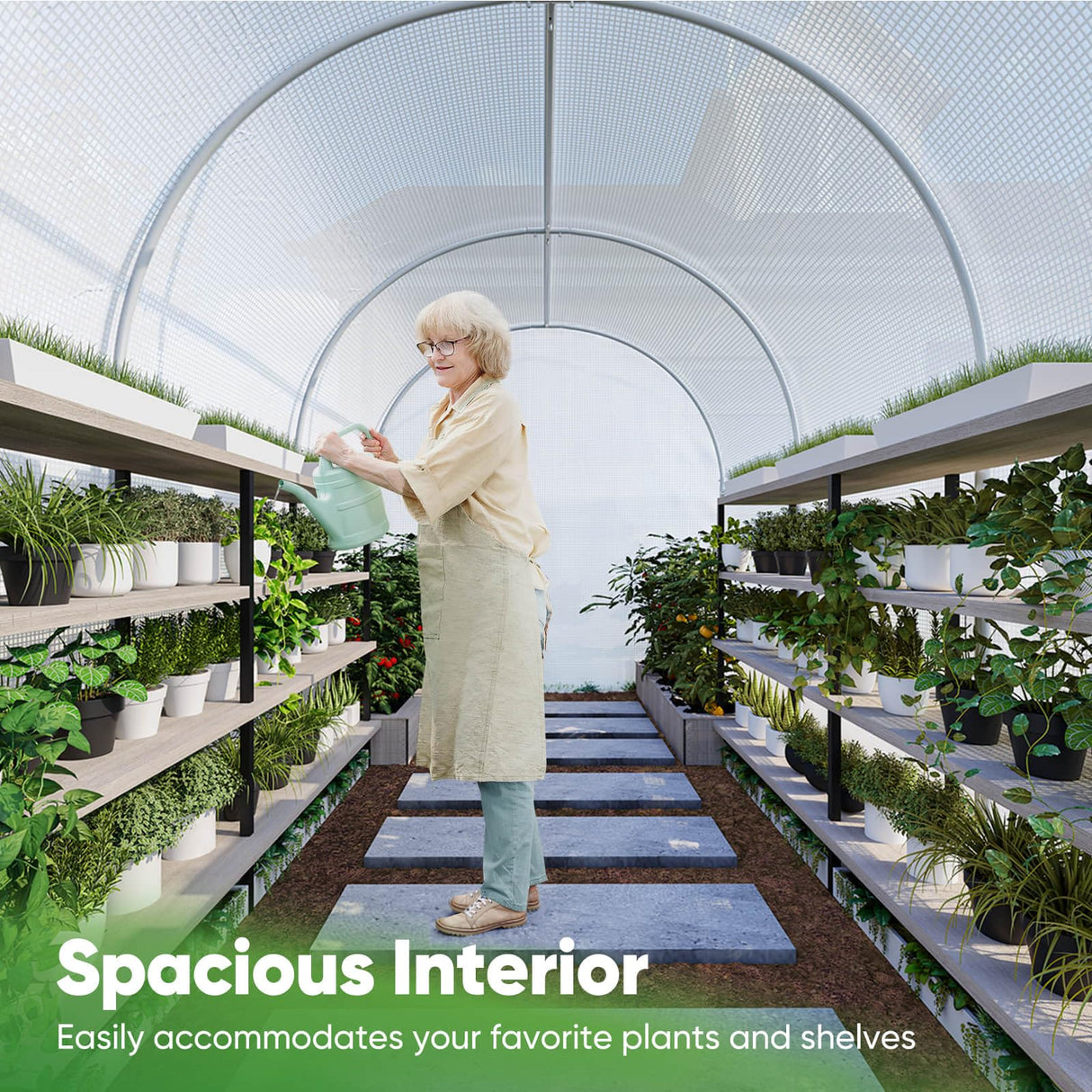 Quictent Portable Greenhouse for Outdoors, 12x7x7FT Large Walk-in Tunnel Green House for Outside, Heavy Duty Steel Frame Reinforced Cover with Screen Mesh Door Vent, Garden Plant Hot House, White Quictent