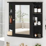 SUNLEI Bathroom Medicine Cabinet with Mirror, Wood Medicine Cabinet with Adjustable Shelf, Mirrored Door Over The Toilet Storage, Bathroom Wall Mirror Cabinet, Black SUNLEI