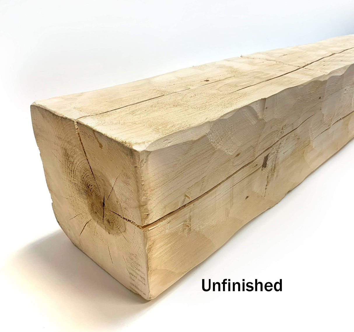 Wilson 8"x 8"x 72" Hand-Hewn Barn Beam Mantel, Rustic Natural Unfinished Solid Wood Shelf (1 Piece) Wilson