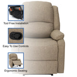 RecPro Charles Collection | 30" Zero Wall Wall Hugger Recliner | RV Living Room (Slideout) Chair | Cloth (Oatmeal, 1 Chair) RecPro