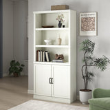 70 Inch Tall Bookcase with Doors, Library Office Bookshelf with Adjustable Shelves, Floor Standing Storage Cabinet for Bedroom Living Room Organizer with Anti Tipping Kit, Soft White Finish Bevfint