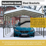 LZbeiteM Car Port, 13x20 FT Metal Carport, Heavy Duty Carport Canopy, Metal Garage Car Tent, Outdoor Car Shelter Shade with Galvanized Steel Roof, Frame, for Car, Truck, Pickup, SUV, Tractor, and Boat LZBEITEM