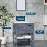 Homecart 30" Bathroom Vanity Cabinet Modern Freestanding Cabinet with Marble Pattern Countertop, Grey, Basin not Included Homecart