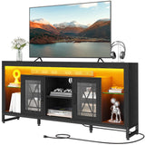 YITAHOME 33.5'' Tall TV Stand for 75 inch TV, LED Entertainment Center with Storage, Black TV Stands for Living Room with Acrylic Doors & Power Outlets, Tall TV Console Cabinet, Black YITAHOME