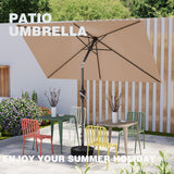 AreShark 6.5' x 10' Rectangular Patio Umbrellas for Outdoor, Outdoor Table Umbrella, Large Outdoor Patio Umbrellas with 6 Sturdy Ribs, Patio Umbrellas for Market, Garden, Pool (Beige) AreShark
