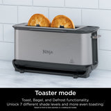 Ninja ST101 Foodi 2-in-1 Flip Toaster, 2-Slice Capacity, Compact Toaster Oven, Snack Maker, Reheat, Defrost, 1500 Watts, Stainless Steel, 6 Functions Ninja
