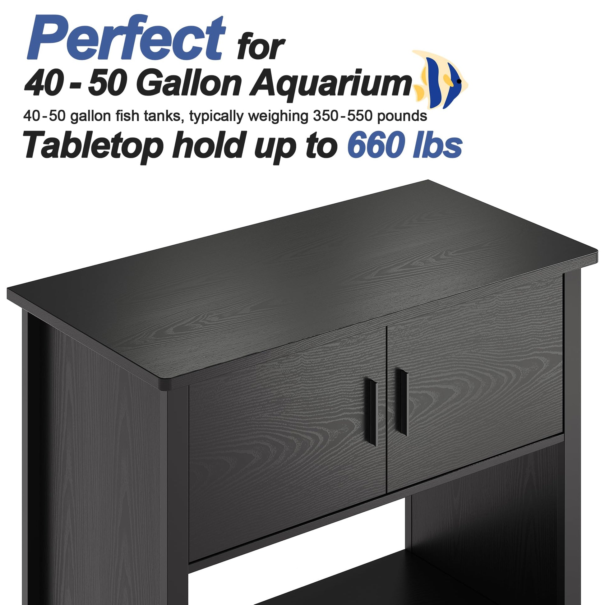 Xilingol 40-50 Gallon Aquarium Stand, Fish Tank Stand with Cabinet for Fish Accessories Storage, Heavy Duty Metal Frame, 990LBS Capacity, Turtle Tank, Reptile Terrariums and Breeder Tank Stan - WoodArtSupply