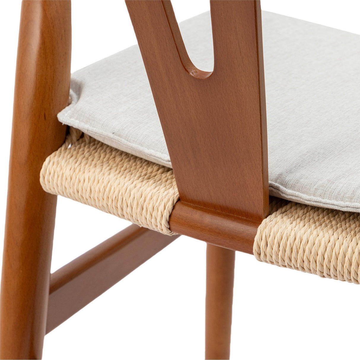 Wishbone Dining Chair Set of 2 - Boho Dining Chairs with Curved Backrest and Rope Woven Seat, Wood Dining Chairs with Soft Cushion, Woven Dining Chairs for Dining Room (Walnut) Dapedomal