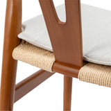 Wishbone Dining Chair Set of 2 - Boho Dining Chairs with Curved Backrest and Rope Woven Seat, Wood Dining Chairs with Soft Cushion, Woven Dining Chairs for Dining Room (Walnut) Dapedomal