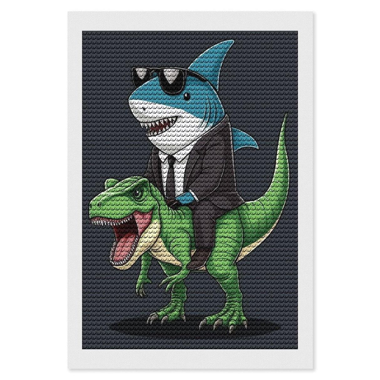 ETTUWNUI Diamond Painting Kits for Adults - Shark Riding Dinosaur Painting DIY 5D Full Drill Diamond Dots Paintings with Diamonds Gem Art and Crafts Home Decor 8"x12" ETTUWNUI