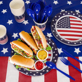 Patriotic Party Supplies,152Pcs American Flag Themed Party Set, Patriotic Party Decorations, American Flag Tablecloths,4th of July Plates Cups, Red White and Blue Decor for Outside, Picnic, Memorial Childom