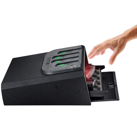 GunVault MiniVault - Quick Access Automatic Slide-Out Handgun Safe with Patented No-Eyes® Keypad (1 Pistol Capacity) GunVault