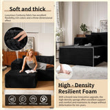 110” No Assembly Compression Boneless in a Box Cloud Sectional Couches for Living Room L-Shape Sleeper Sofa, Modern Modular Corduroy Reclining Comfy Fluffy Memory Foam Furniture for Bedroom Home Black lzgxhf