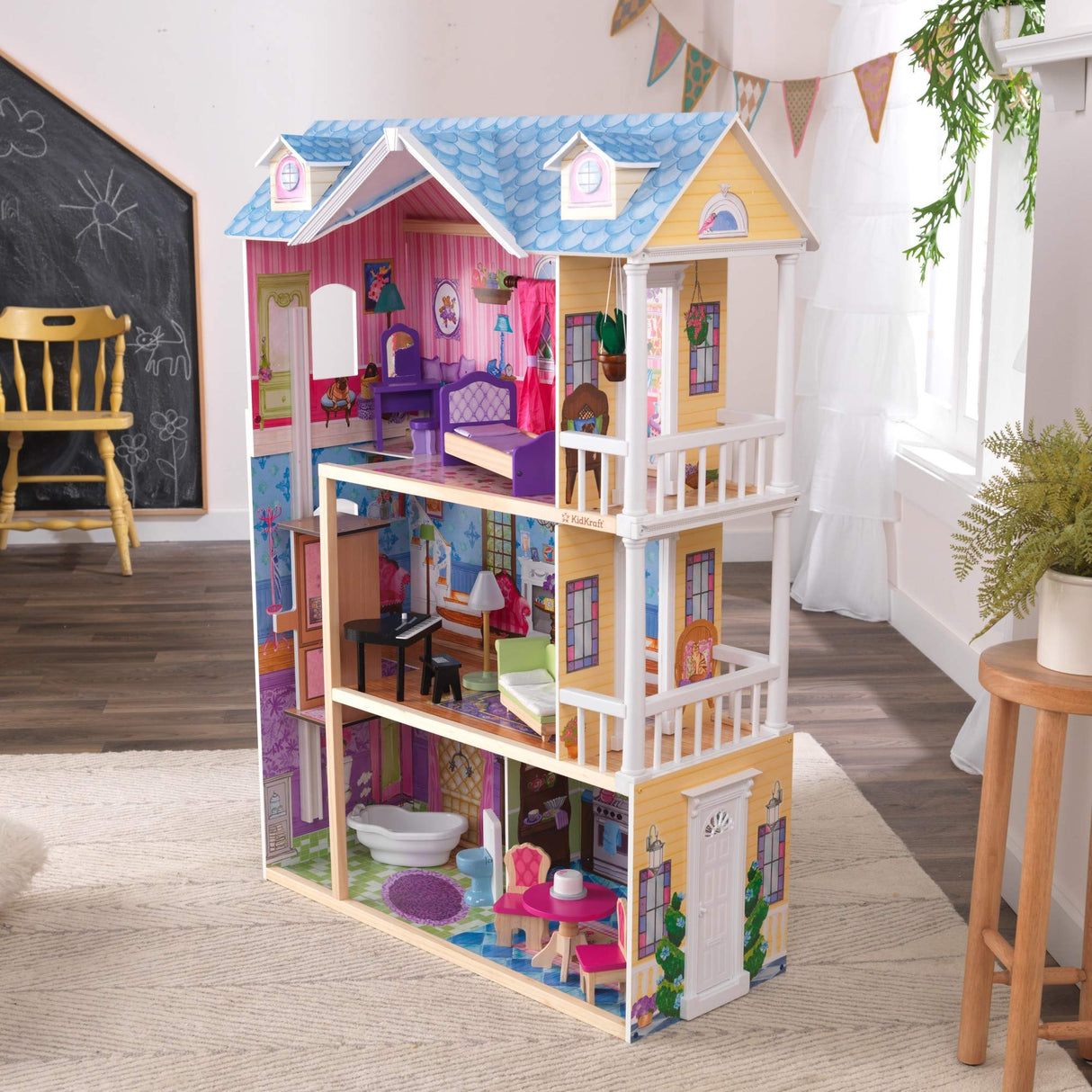 KidKraft My Dreamy Wooden Dollhouse with Lights and Sounds, Elevator and 14 Accessories, Gift for Ages 3+ KidKraft