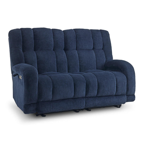 MCombo 64.6" Oversize Power Reclining Loveseat Sofa with Adjustable Headrest, Heat and Vibration Massage, Electric Loveseat Recliner with USB Charge Ports for Living Room 6855 (Navy Blue) MCombo