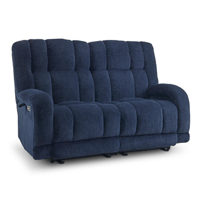 MCombo 64.6" Oversize Power Reclining Loveseat Sofa with Adjustable Headrest, Heat and Vibration Massage, Electric Loveseat Recliner with USB Charge Ports for Living Room 6855 (Navy Blue)