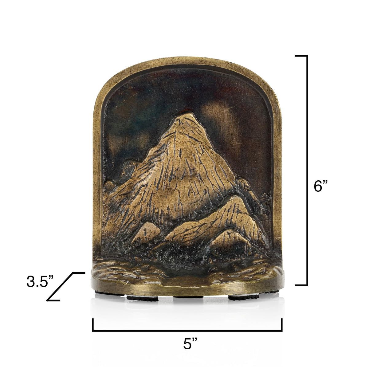 CRAFTSMAN ROAD Mountain Bookends Set, Antique Brass Book Ends, 2 Decorative Bookends for Shelves or Bookcase, Cast Iron Bookends, Stylish Brass Bookends, Non-Skid Anti-Slip Heavy Duty Bookends CRAFTSMAN ROAD