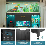 Bestier 55 Gallon Fish Tank Stand with Power Outlet & LED Light, 49.2"x13.8" Heavy-Duty Aquarium Stand with Storage, Dual Glass Cabinet, 8 Thicken Metal Legs, Suit for Reptile/Turtle Terrarium(Black) Bestier