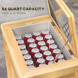 Outsunny Wooden Patio Cooler, 54Qt. Outdoor Beverage Cooler with Bottle Opener and 3 Handles for Backyard, Deck, Poolside Party, Natural Outsunny