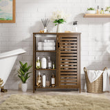 HITNET Bathroom Cabinet Freestanding, Bamboo Floor Cabinet, Kitchen Storage Organizer with 3 Side Open Shelves for Bedroom, Living Room, Home Office, Walnut HITNET