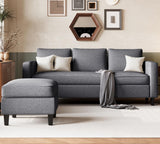 JAMFLY L Shaped Couch Sofa for Living Room, Small Sectional Sofa Couch with Breathable Fabric, Reversible Chaise, Dark Grey JAMFLY