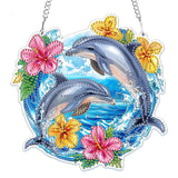 MOGTAA Dolphin Diamond Art Hanging Pendant Kits, 5D Special Shape Diamond Art Kits for Adults, Crystal Rhinestones Flowers Diamond Painting Gem Art for Home Garden Wall Decor MOGTAA