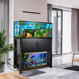 BEURUKU 40 Gallon Tank Stand with Cabinet and Power Outlets, Heavy Duty Metal Aquarium Stand for 40-50 Gallon Breeder Tank, Turtle Tank, Double Terrarium Stand, 660LBS Capacity, Black BEURUKU