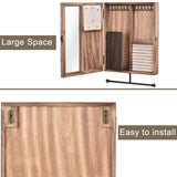 Keebofly Wall Mounted Jewelry Organizer Box Rustic Wood Large Space Jewelry Cabinet Holder Jewelry Storage Box for Necklaces, Earrings, Bracelets, Ring Holder, and Accessories (Carbonized Black) Keebofly
