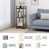 BYFU 3 Tier Bathroom Shelving Unit, Narrow Open Floor Shelves, Metal Corner Storage Rack for Bathroom Laundry Room Kitchen Living Room, Black BYFU