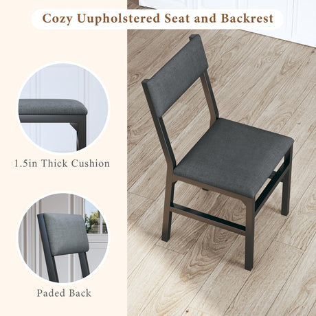 HUAHUU Dining Table Set for 4, Extendable Kitchen Table Cushion Chairs Set of 4, Rectangle Dining Table with Metal Frame & MDF Board, Folding for Small Apartment Saving Space, Black HUAHUU