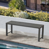 Outdoor Metal Backless Bench, 46" Patio Garden Bench for Outdoor, All Wheather Outdoor Bench for Garden, Backyard, Porch, Grey Puntogen