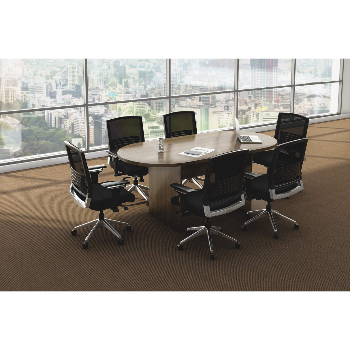 Lorell, LLR69988, Essentials Walnut Laminate Oval Conference Table, 1 Each Lorell
