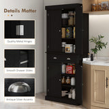 HOMCOM 72" Freestanding Kitchen Pantry Cabinet, Tall Storage Cabinet with 2 Door Cabinets, Drawer and Adjustable Shelves, Black Wood Grain HOMCOM