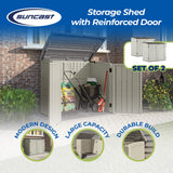 Suncast 2 Pack 34 Cu Ft Capacity Horizontal Outdoor Storage Shed for Garbage Cans, Garden Accessories, Backyard, and Patio Use, Vanilla Suncast