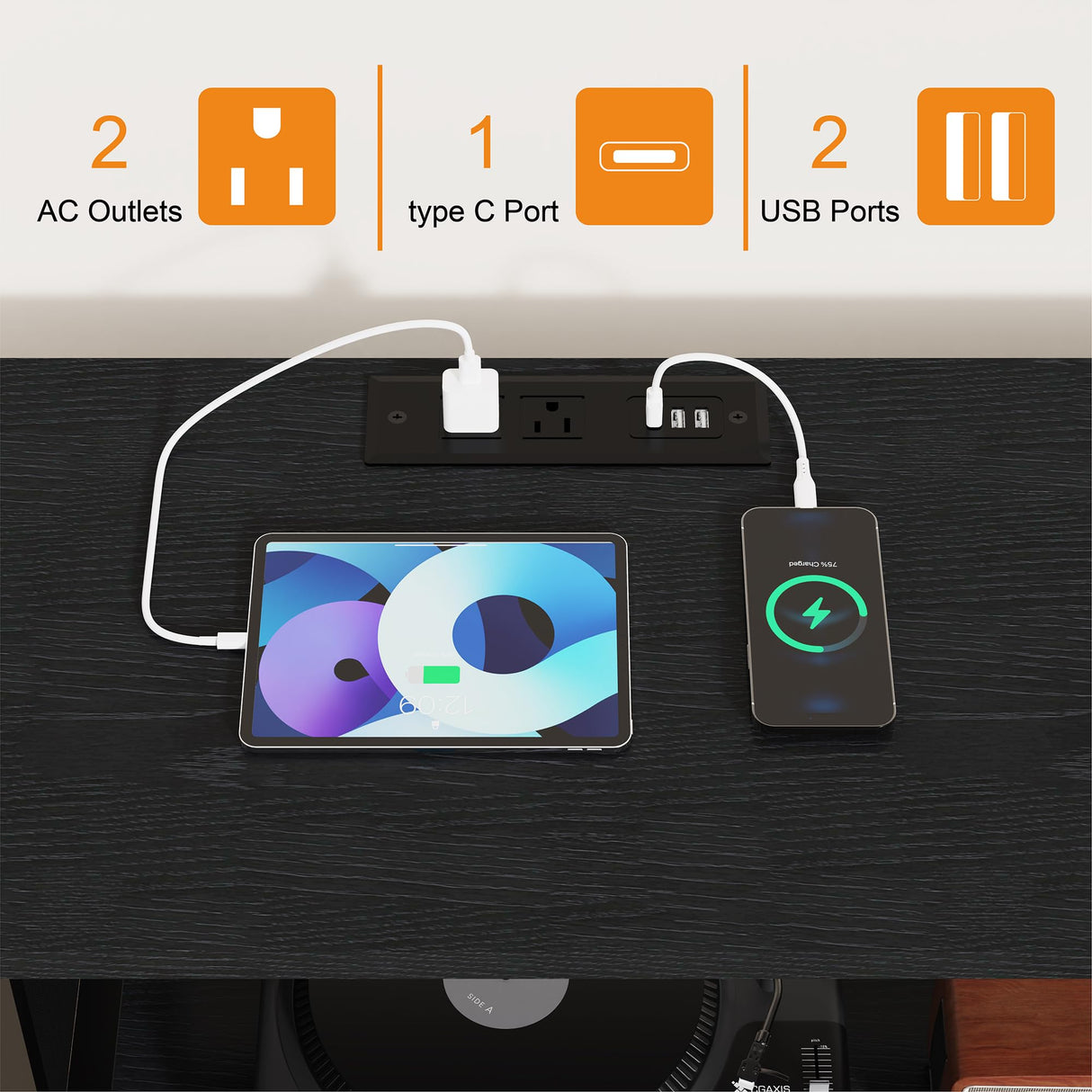 SZLHANJZ Dresser for Bedroom with LED Lights, TV Stand with Charging Station for 50 inch TV, 6 Drawers Chest with Door and Side Storage, Long Metal Dresser Table for Living Room, Black SZLHANJZ