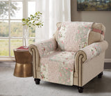 Brilliant Sunshine Traditional Rose and Sage Patchwork Quilted Chair Slipcover, 23" Seat Width, Slip Resistant Furniture Protector, 2" Strap, Washable Armchair Cover for Kids, Dogs, Cats, Rose Sage Brilliant Sunshine