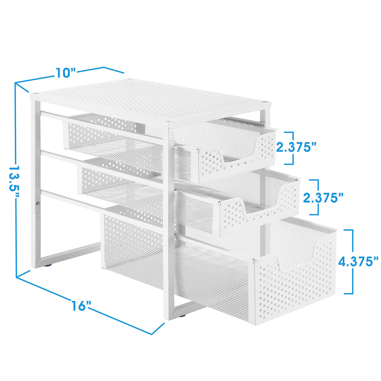 Simple Trending 3-Tier Under Sink Cabinet Organizer with Sliding Storage Drawer, Desktop Organizer for Kitchen Bathroom Office, Stackbale,White Simple Trending