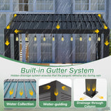 LVUYOYO Outdoor Louvered Pergola 10' x 10' with LED String Lights, Aluminum Pergola with Adjustable Roof, Waterproof Metal Gazebo for Patio, Backyard, Garden, Deck (10x10FT with Lights) LVUYOYO