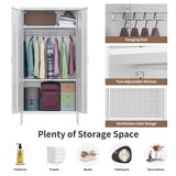 Washsemba Metal Storage Cabinets Locker with Hanging Rod and Adjustable Shelves, 71'' Clothing Steel Storage Wardrobe for Home & Office, School, Employee,Gym(White) Washsemba