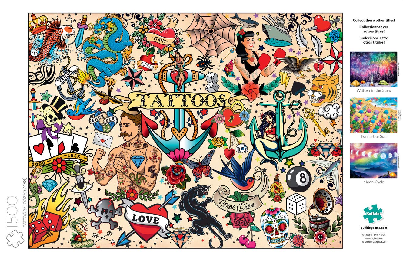 Buffalo Games - Jason Taylor - Tattoopalooza - 1500 Piece Jigsaw Puzzle for Adults -Challenging Puzzle Perfect for Game Nights - Finished Size is 38.50 x 26.50