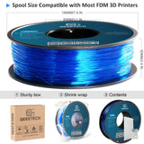 Geeetech TPU Filament 1.75mm, Shore 95A Flexible 3D Printer Filament with High Elasticity, 1KG (2.2lbs) Spool, Dimensional Accuracy ±0.03mm, Fits Most FDM Printers, Clear Blue Geeetech