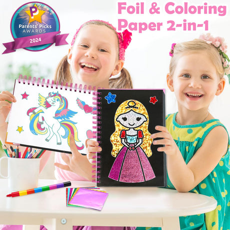 FUNNYB&G Foil Art Craft Activity for Kids - Gift for Girls Crafts for Kids Fun Art Supplies DIY Creative Travel Toy, Birthday Gift Party Favor Toys for Girls Boys 4 5 6 7 8 9 Years Old(Princess) FUNNYB&G