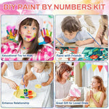 cviokrdu 4 Pack Paint by Numbers Kit for Kids with Frame - Wooden Easel, Flowers Paint by Numbers for Kids Ages 4 8 12, Easy Flower Acrylic Oil Painting Kits for Home Wall Decoration 8x8 inch cviokrdu