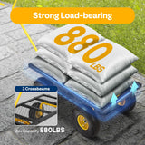 VIVOHOME Heavy Duty 880 Lbs Capacity Mesh Steel Garden Cart Folding Utility Wagon with Removable Sides and 4.10/3.50-4" Wheels 10 inch Tire (Black) VIVOHOME